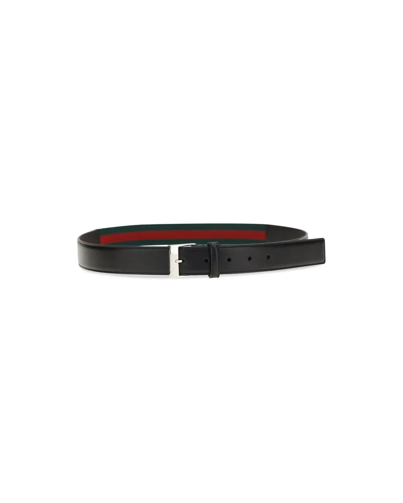 Gucci Men's Black Calf Leather Bos Taurus Regular Belt Black