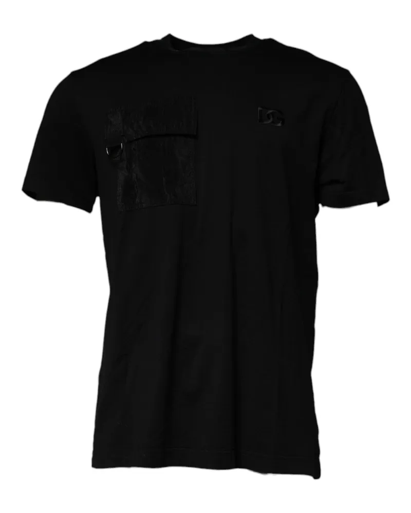 Dolce & Gabbana Men's Black Crew Neck Short Sleeve T-Shirt Cotton Viscose Nylon Black