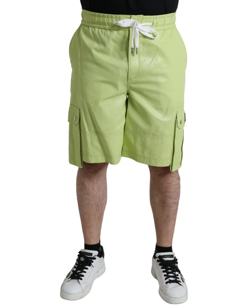 Dolce & Gabbana Light Green Cotton Men Cargo Bermuda Shorts Green