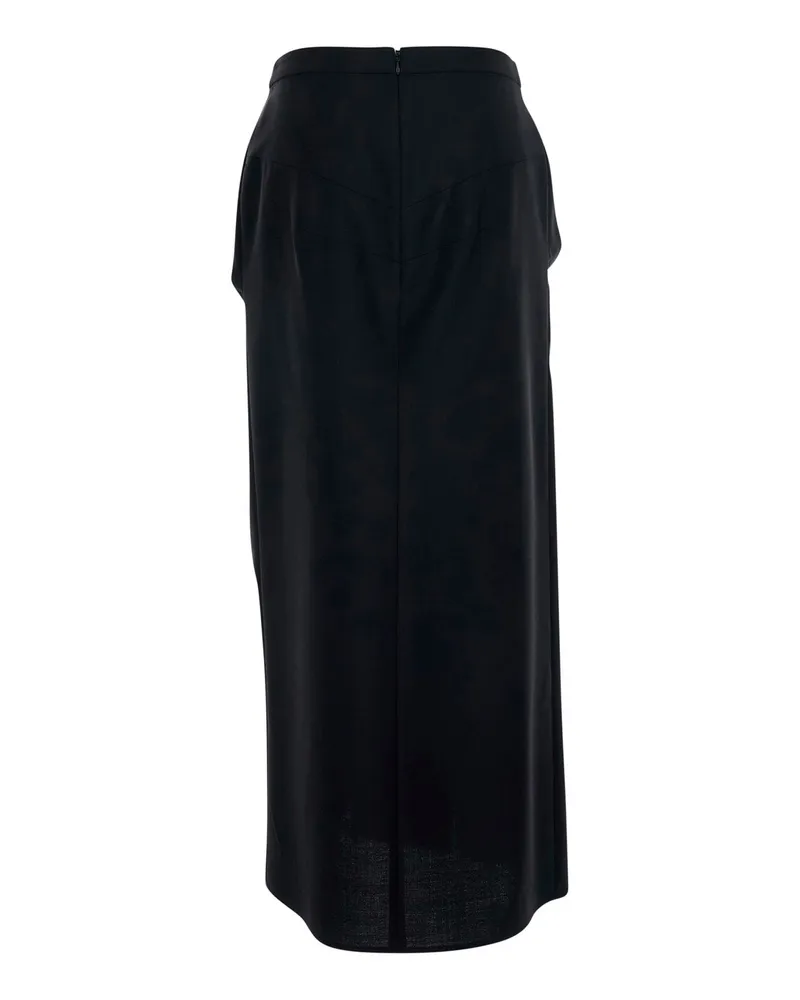 Givenchy Women's Pencil Skirt With Wrap Detail, Black Black