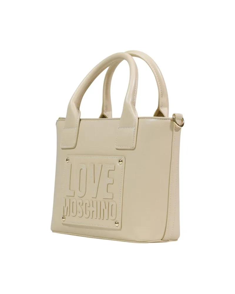 Moschino Women's Embossed Logo Tote Beige Polyurethane Beige
