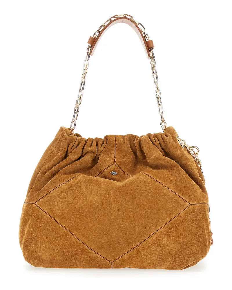 ba&sh Women's Shoulder Bag June Suede Beige Beige