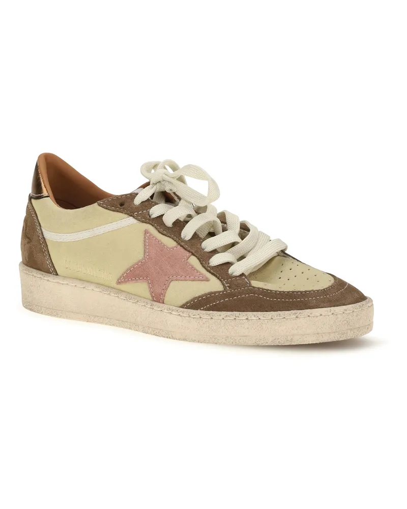 Golden Goose Women's Leather Sneakers Ball Star Vintage Yellow Yellow-Beige-Pink-Bronze Trainers Yellow/beige/pink/bronze Yellow