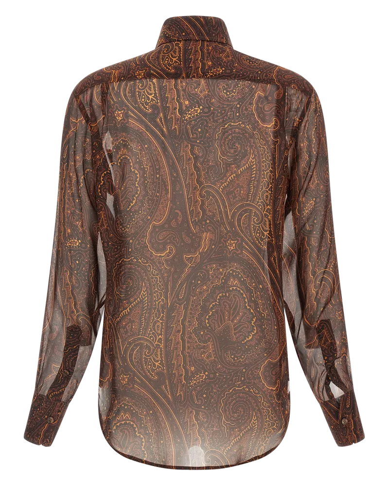 Etro Paisley Silk Blouse — Brown Brown