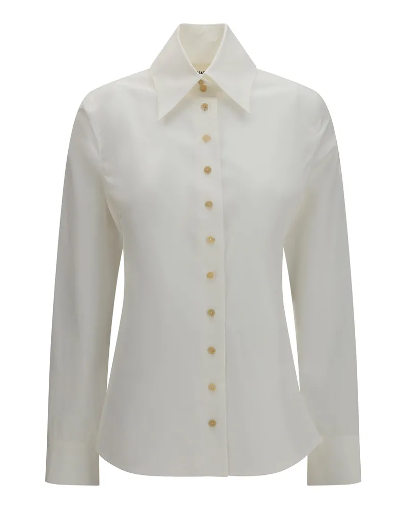 KHAITE Women's Shirt Ivy High-Neck Chalk Cotton Top White