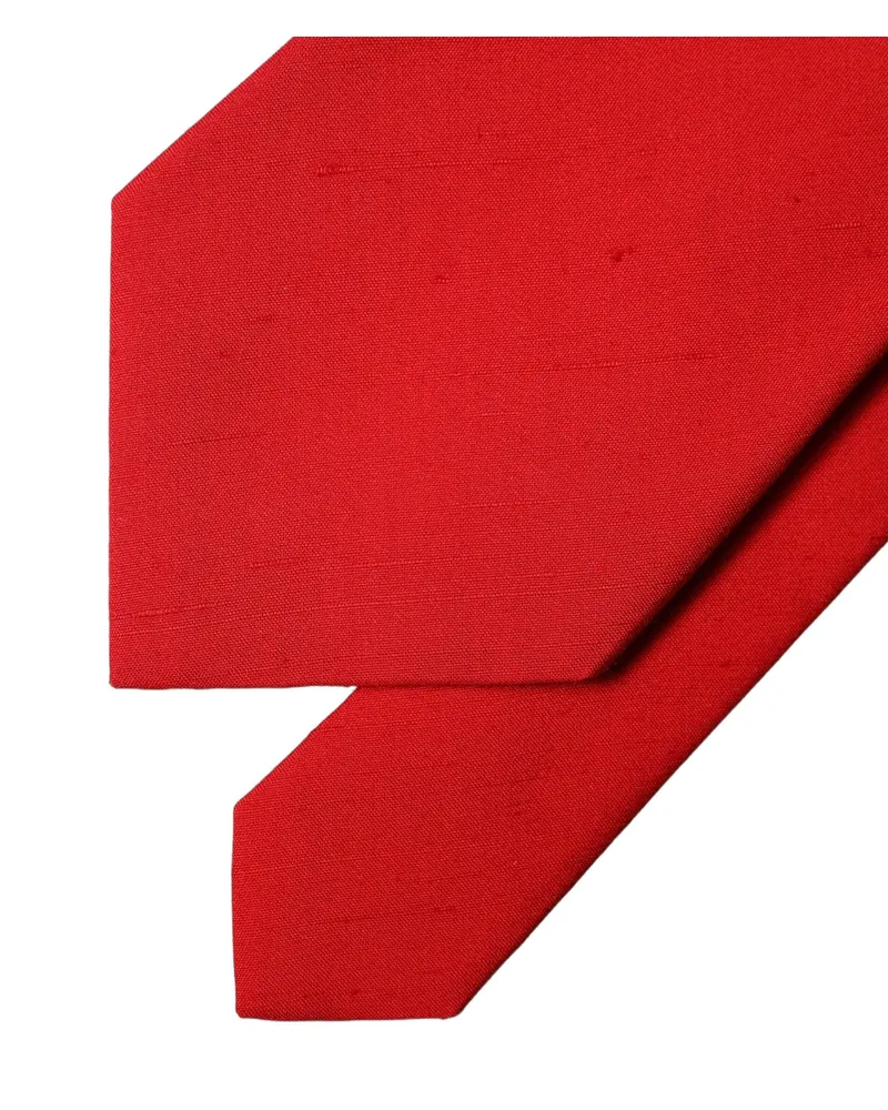 Dolce & Gabbana Red Solid Silk Cotton Adjustable Women Necktie Tie Red