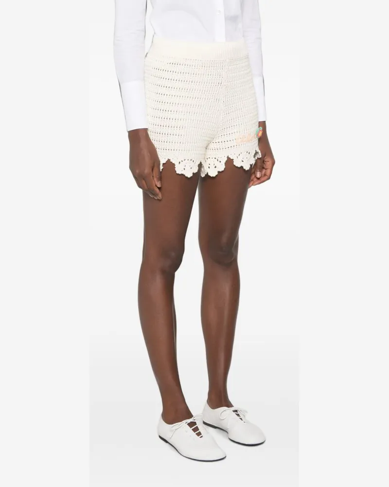 Chloé Ruffled Cotton Knit Shorts — Cream Cream