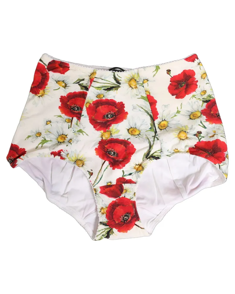 Dolce & Gabbana Floral-Print High-Waisted Bodysuit — White White