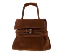 Women's Brown Suede Regular  Tie Me Handbag Caffe Borse A Mano Bag