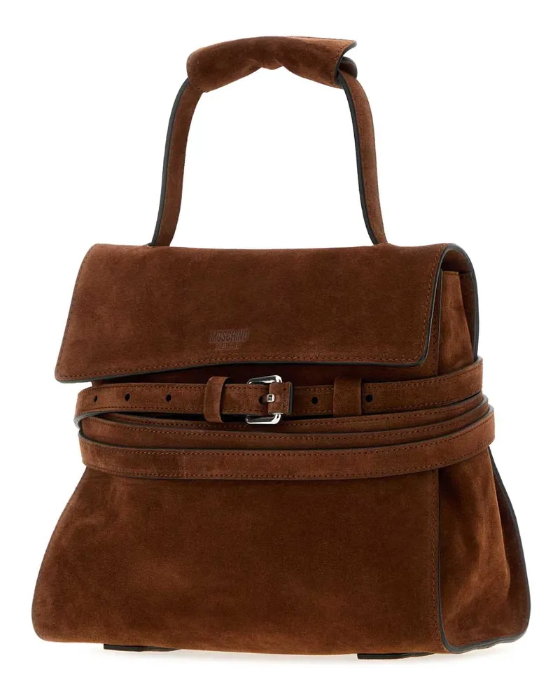 Moschino Women's Brown Suede Regular  Tie Me Handbag Caffe Borse A Mano Bag Brown