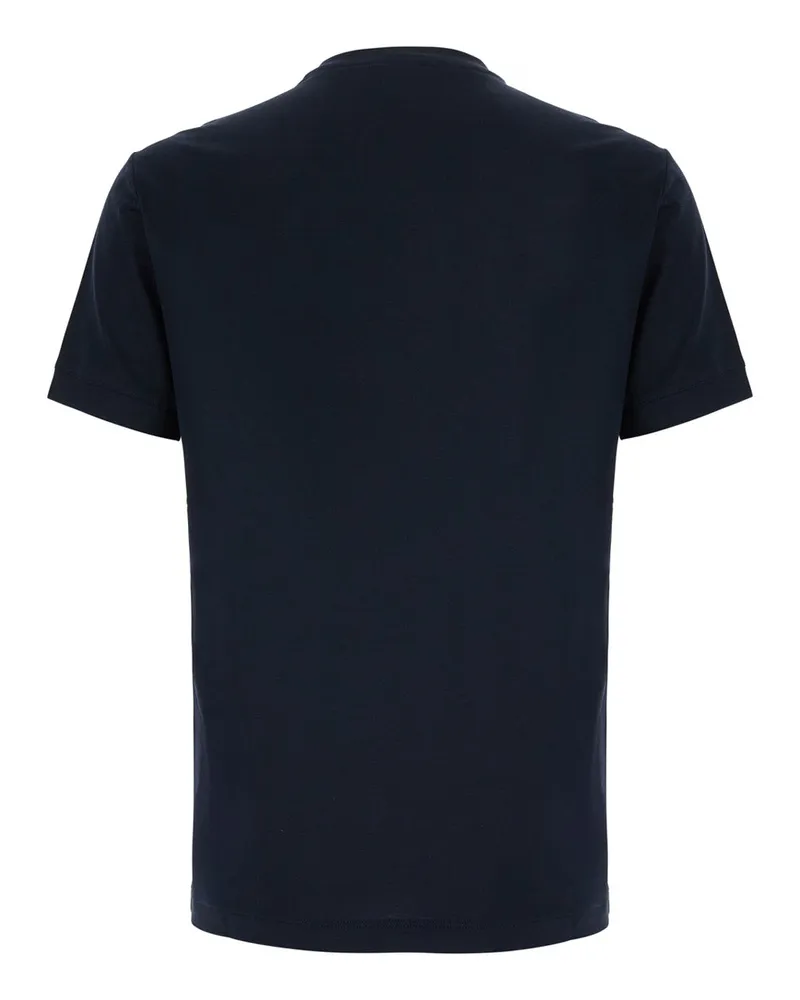 Giorgio Armani Logo-Embroidered Address Print T-Shirt — Navy Navy