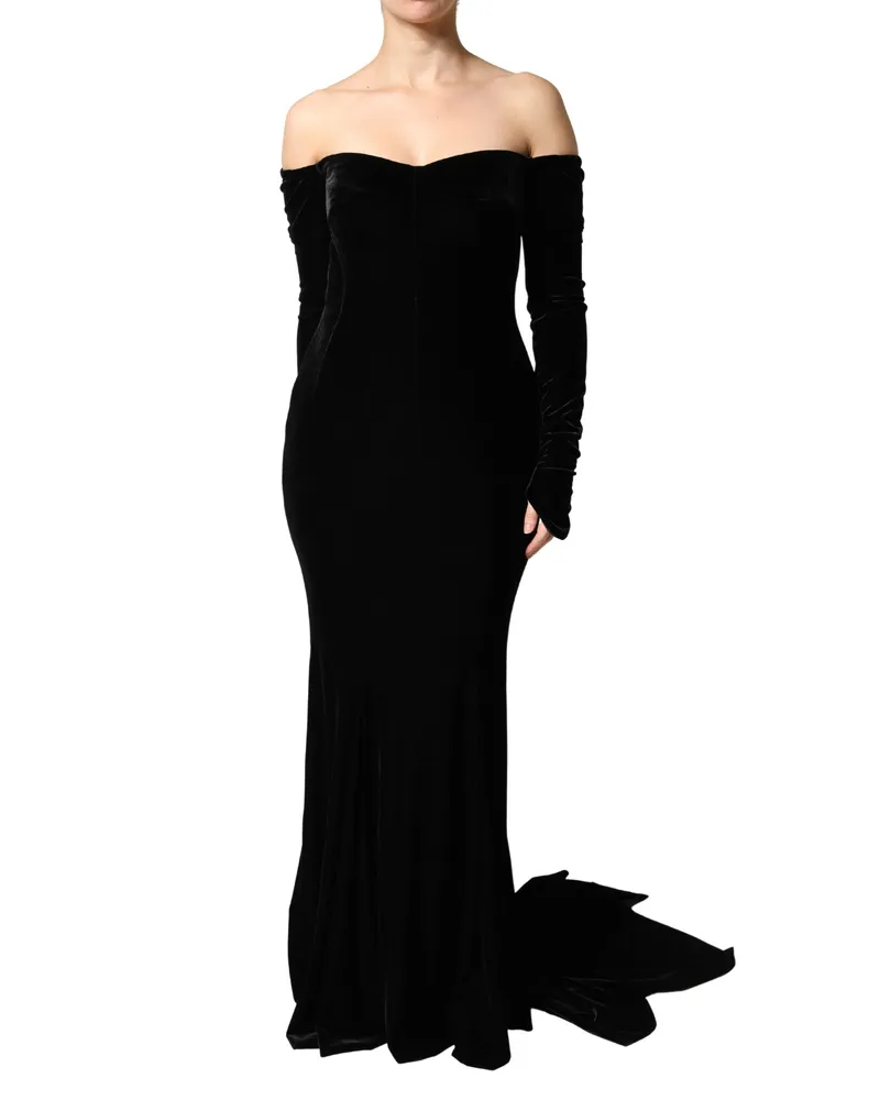 Dolce & Gabbana Women Off-Shoulder Bodycon Dress Black Polyester Black