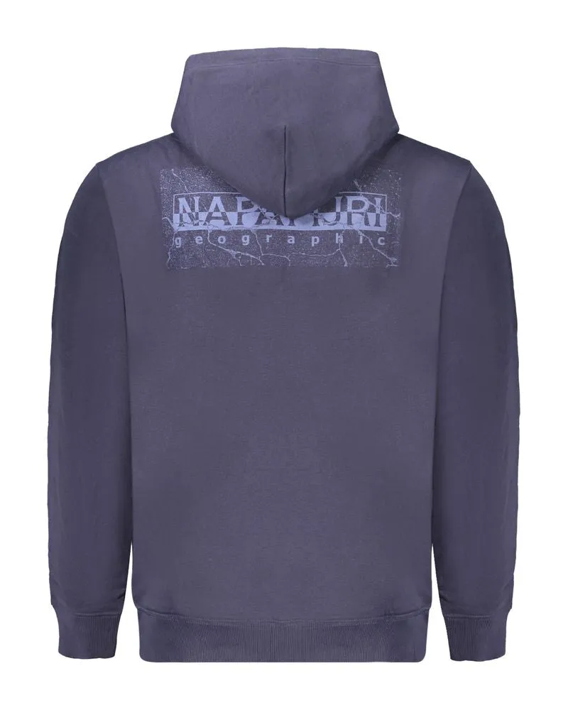 Napapijri Logo-Embroidered Cotton Hoodie — Blue Blue