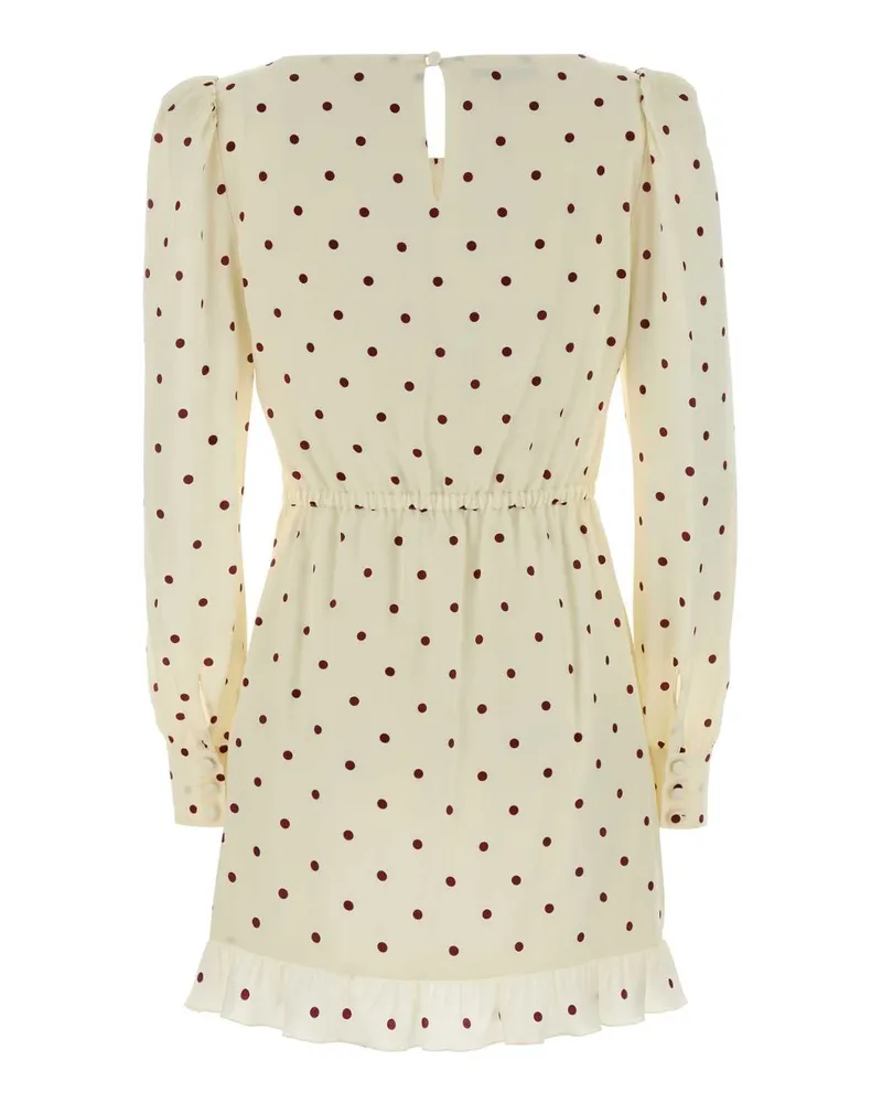 Alessandra Rich Women's Printed Silk Mini Dress Creambordeaux Abiti Cream