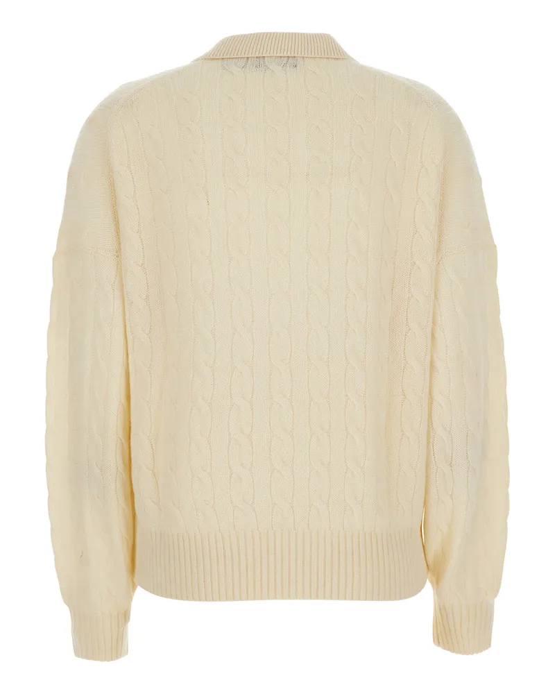 Ralph Lauren Cable Knit Wool and Cashmere Sweater — White White