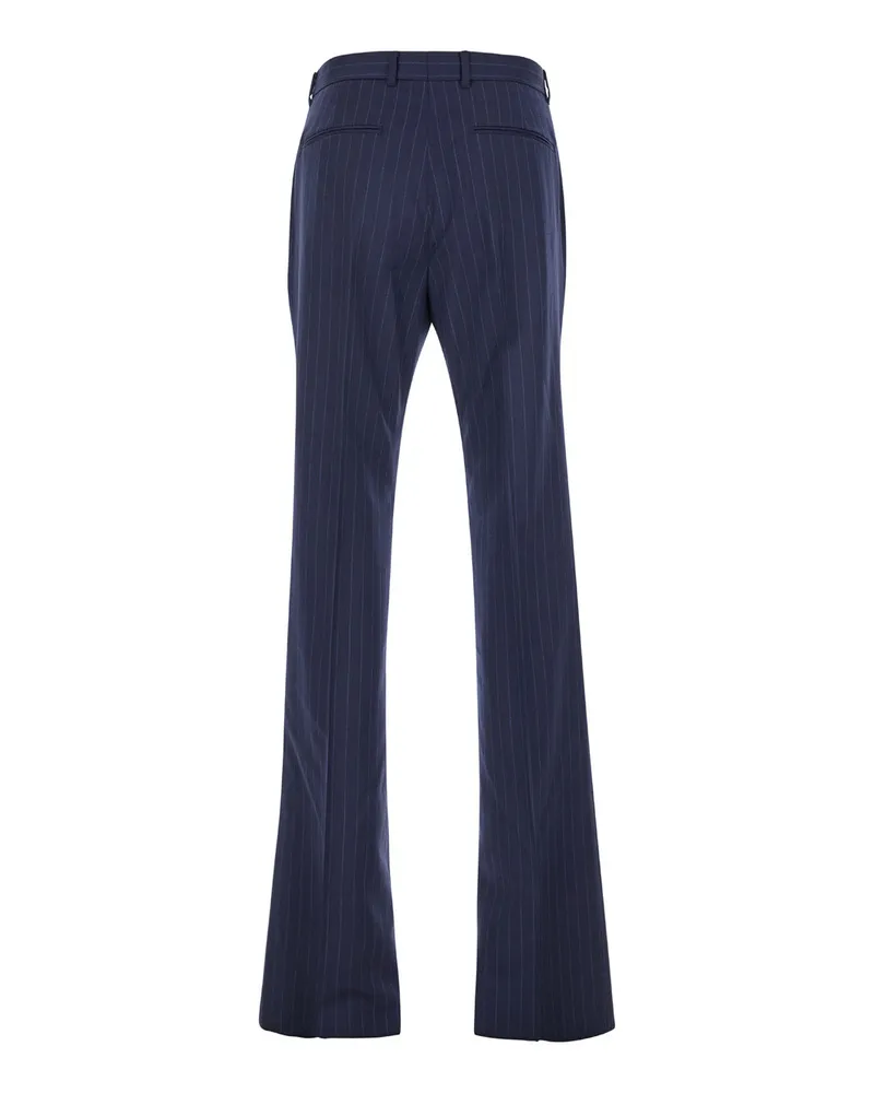 Givenchy Men's High Waist Blue Flared Pants Wool Virgin Trousers Navy