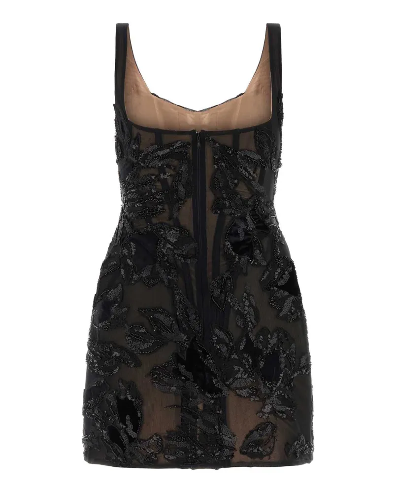 COSTARELLOS Beaded Tulle Dress — Black Black