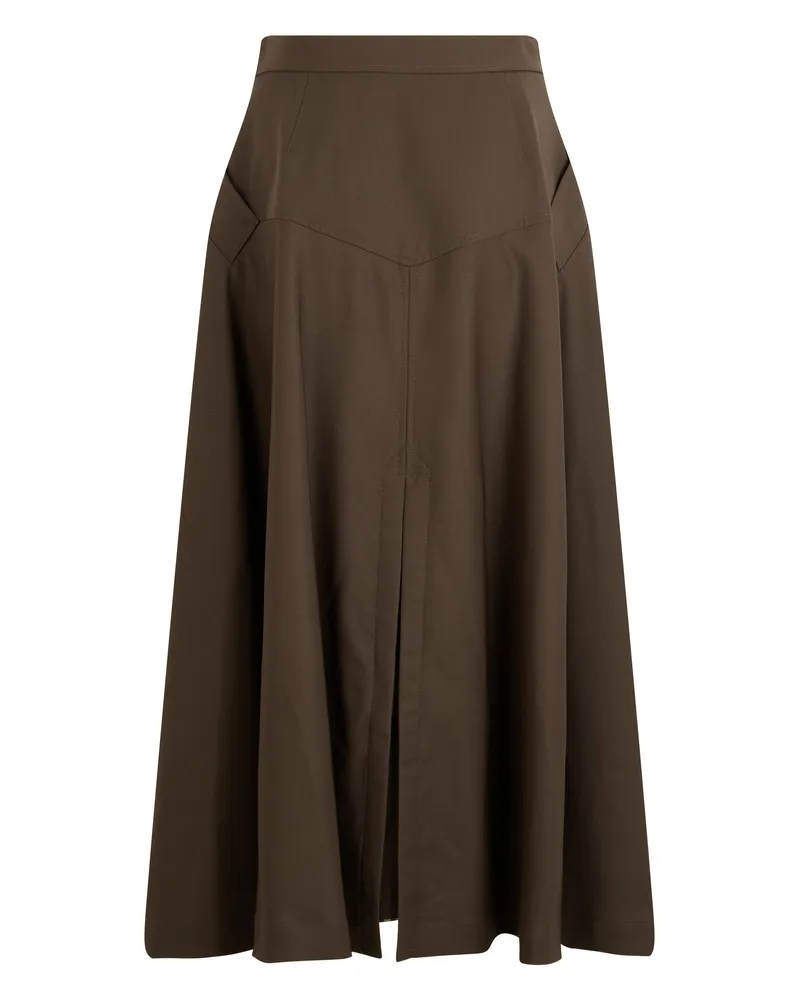 Burberry Women's Long Skirt Wool Gabardine Bright Copper Brown