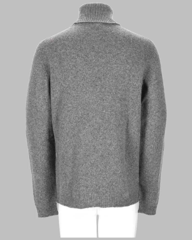 Roberto Collina Wool and Baby Camel Blend Turtleneck Sweater — Gray Gray