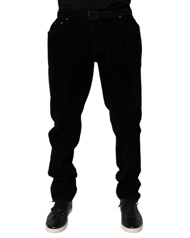 Dolce & Gabbana Men's Black Cotton Slim Fit Denim Trouser Jeans Viscose Elastane Black