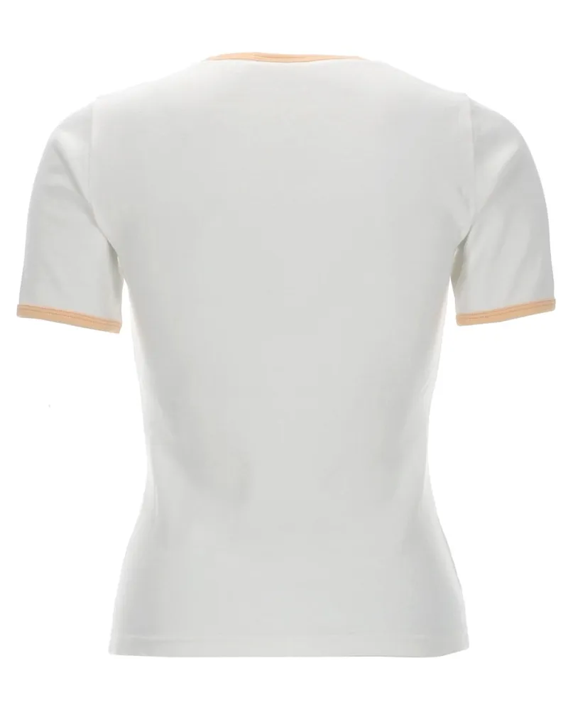 Courrèges Logo-Embroidered Cotton T-Shirt — White White
