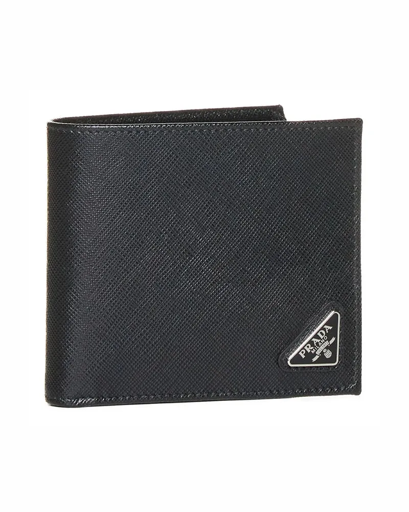 Prada Men's Wallet Saffiano Leather Black Cotton & Cardholders Black