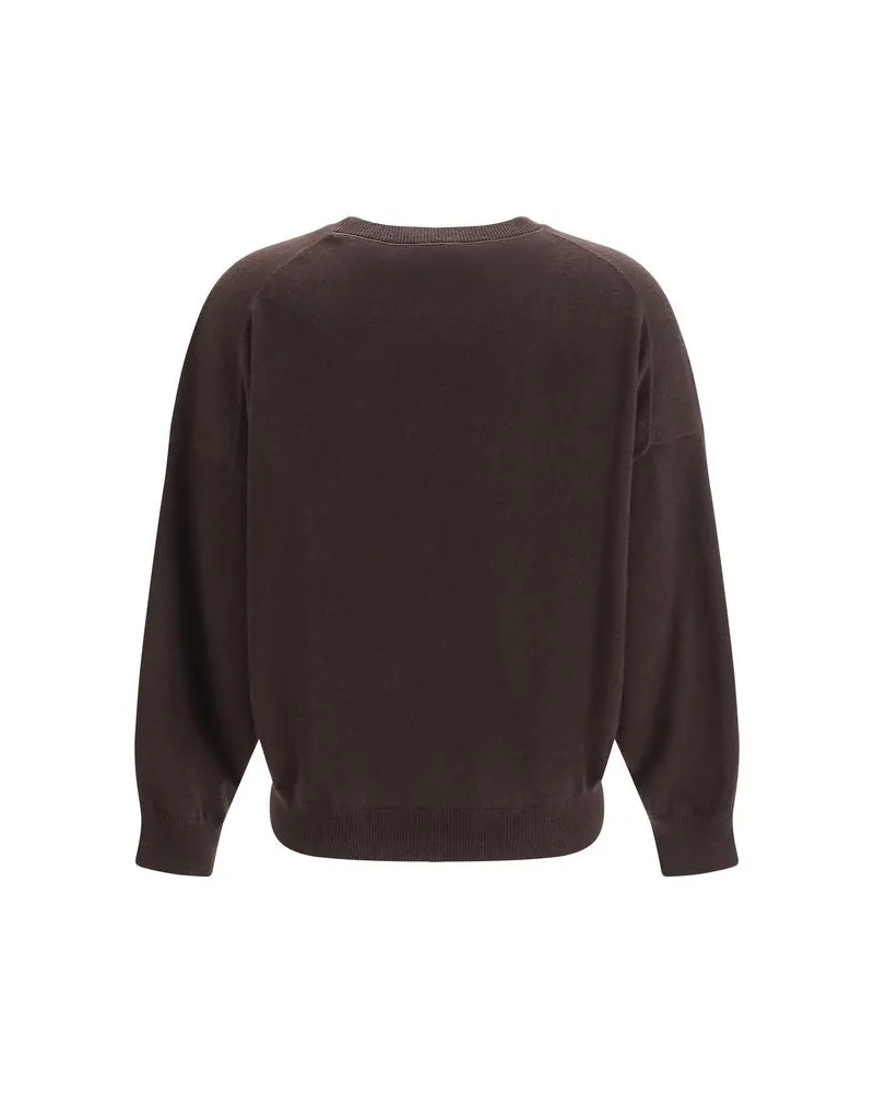 Brunello Cucinelli Cashmere with Monili Chain Sweater — Brown Brown