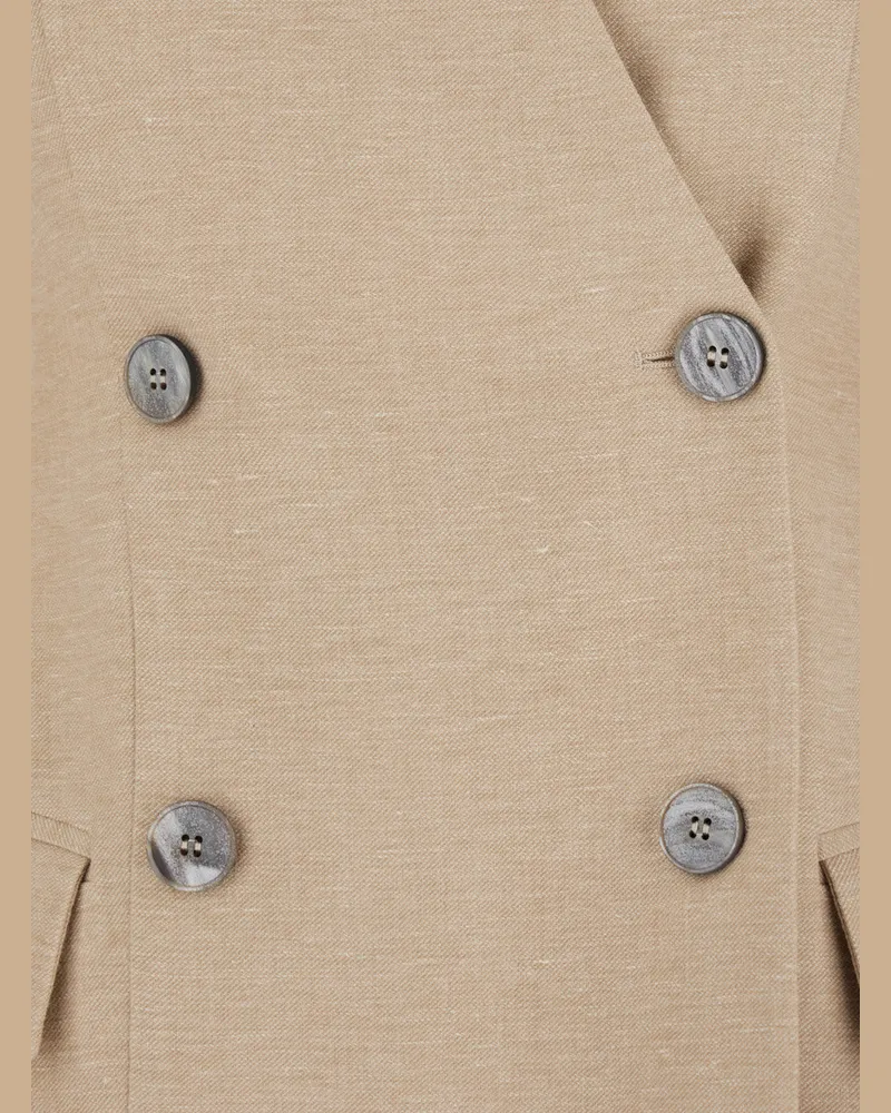 TELA Women's Double-Breasted Jacket Linen Blend Beige Blazers Beige