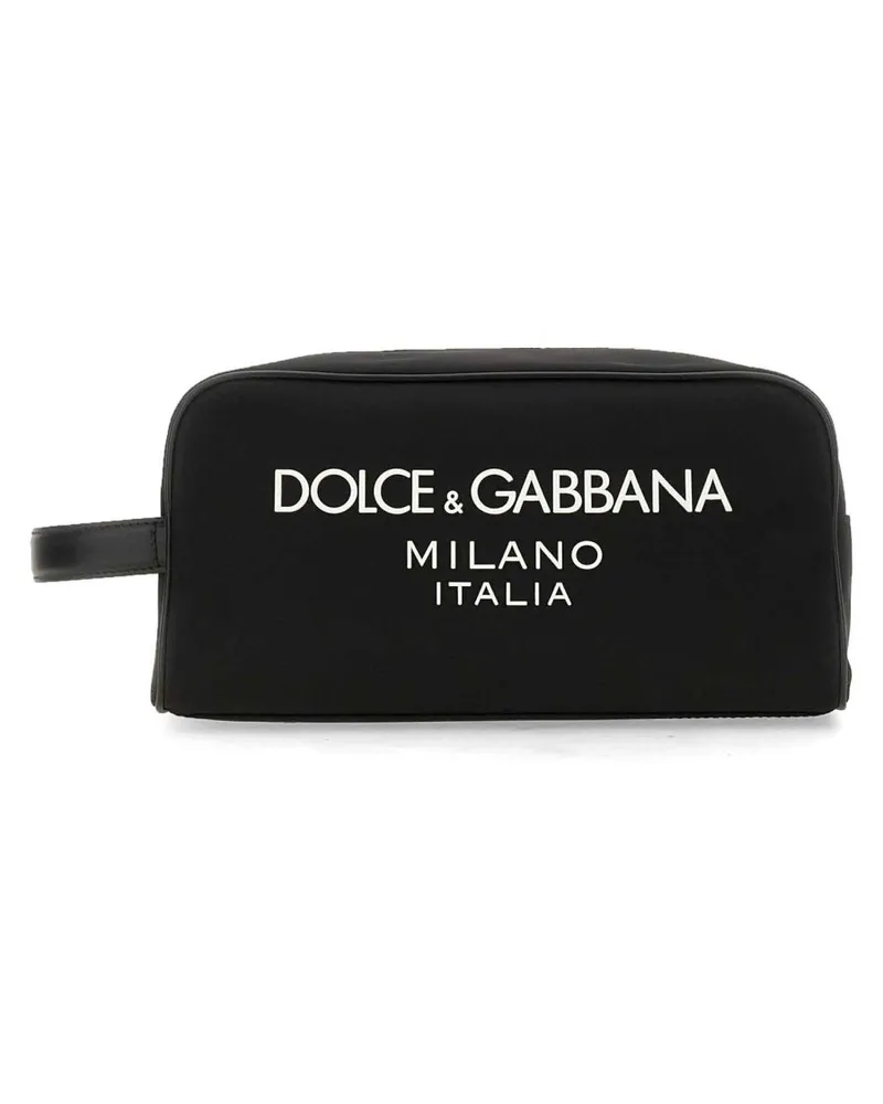 Dolce & Gabbana Logo Polyamide Wash Bag — Black Black