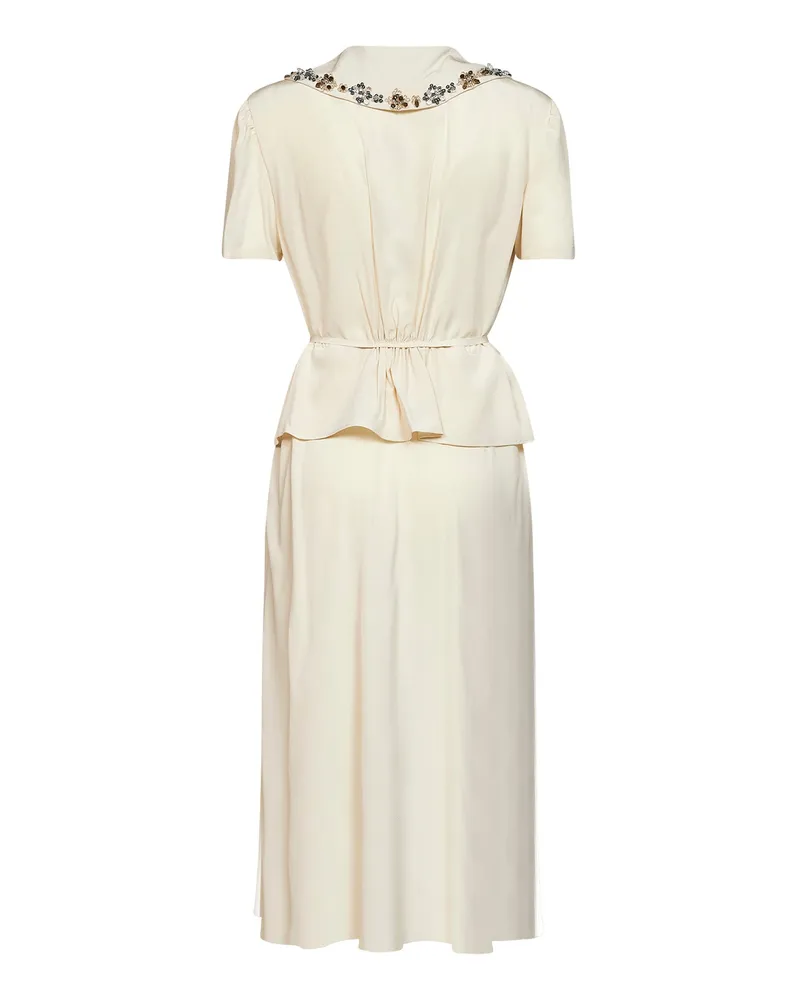 Prada Women's Midi Dress Ivory Silk Ivory