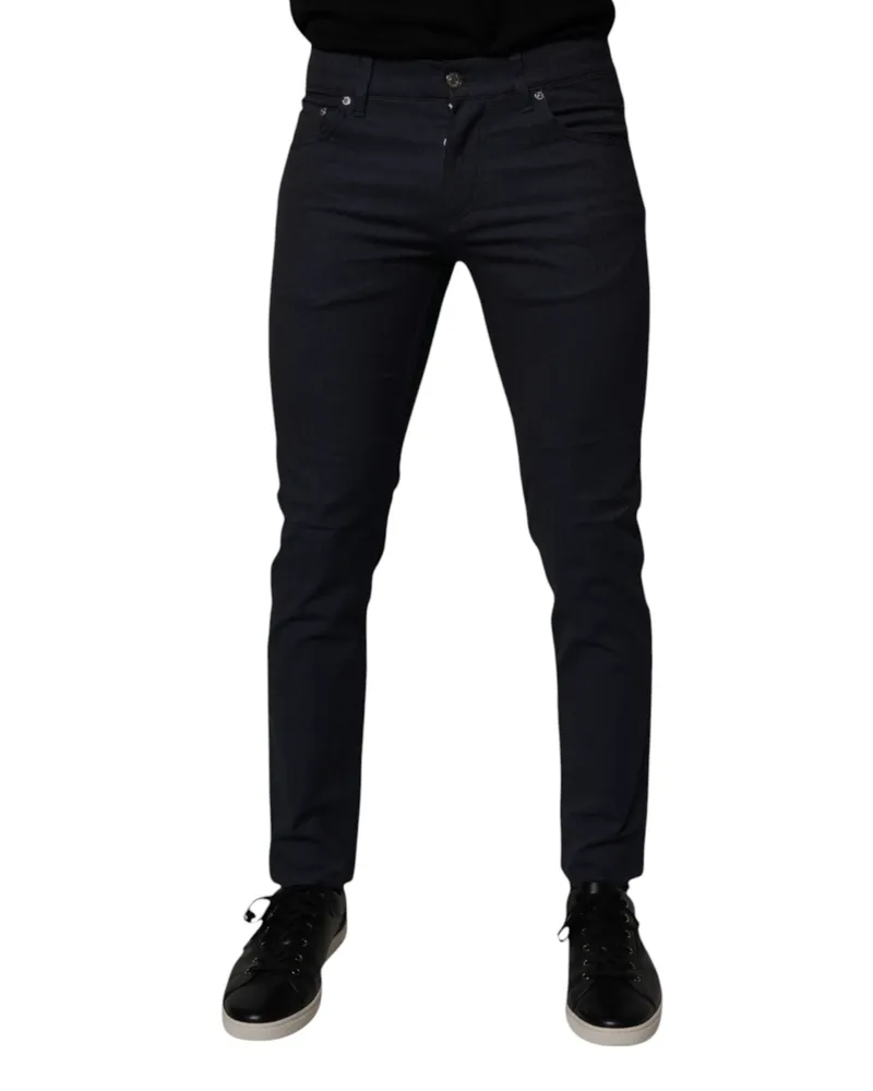 Dolce & Gabbana Men's Dark Blue Cotton Stretch Skinny Denim Jeans Elastane Clothing Navy