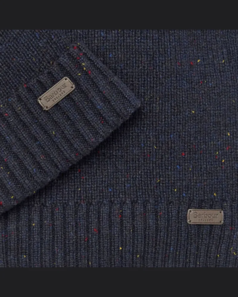 Barbour Men's Hat And Scarf Set Carlton Fleck Navy Acrylic Navy