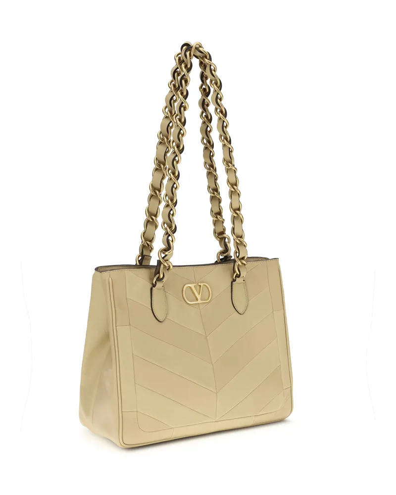 Valentino Garavani Women's La Seine Shopping Bag Gold Beige Shoulder Beige