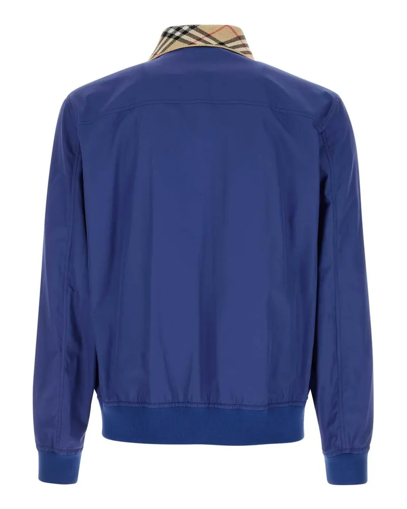 Burberry Checkered-Collar Cotton Jacket — Blue Blue