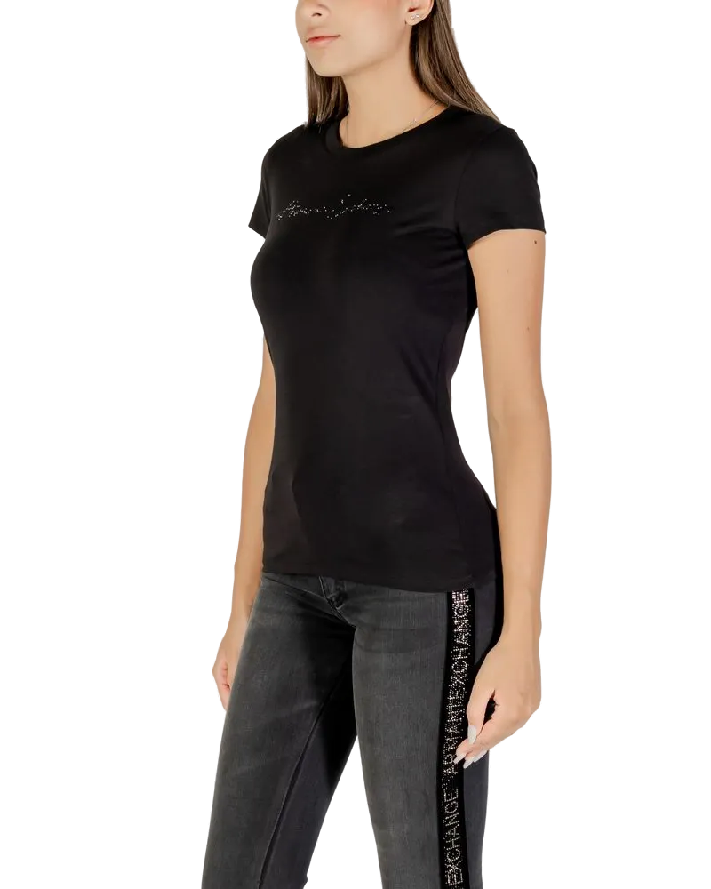 Armani Exchange Logo-Embroidered Cotton T-Shirt — Black Black