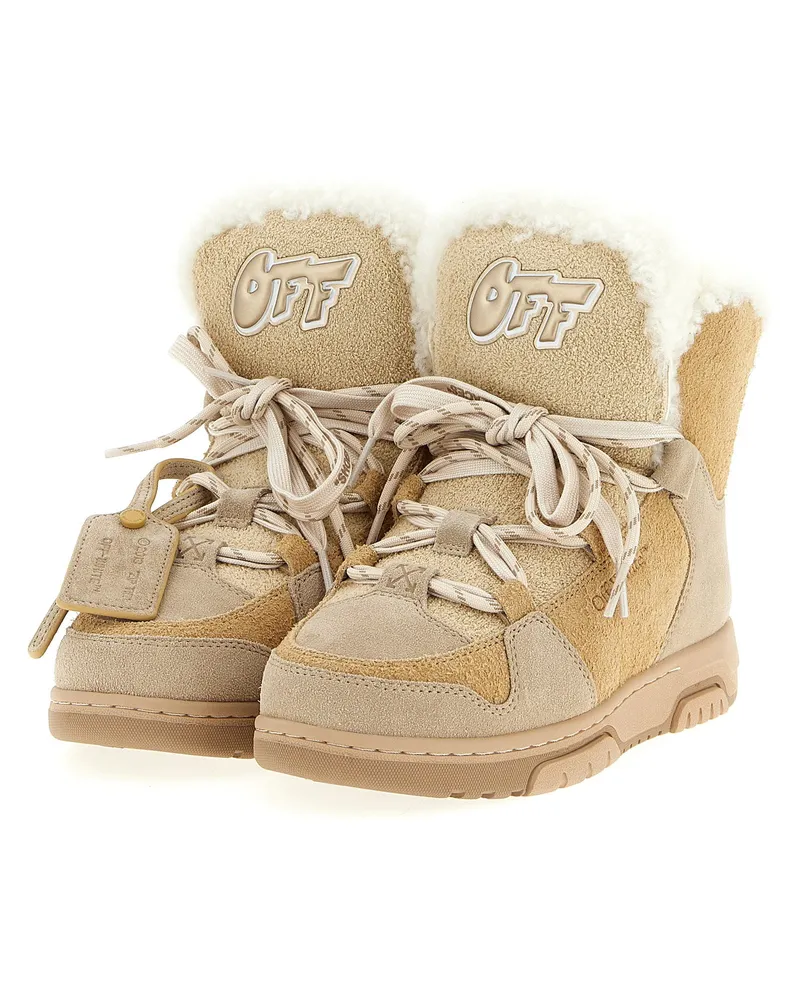 OFF-WHITE Shearling-Lined Suede Boot — Beige Beige