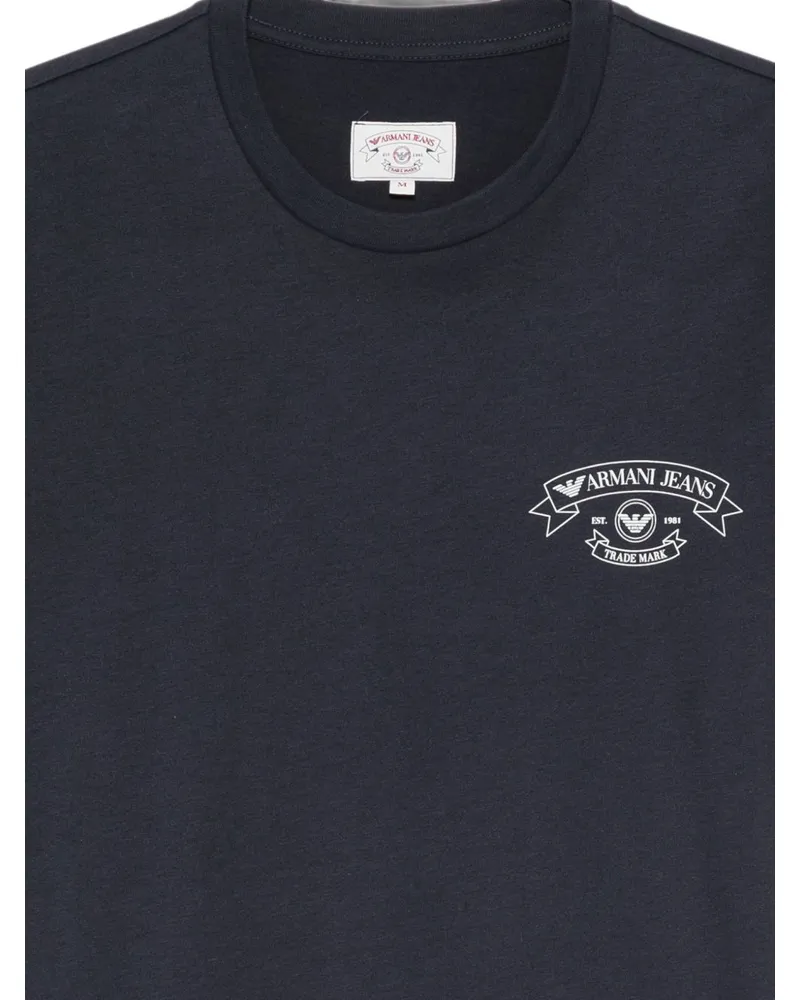 Emporio Armani Logo-Embroidered Cotton T-Shirt — Navy Navy