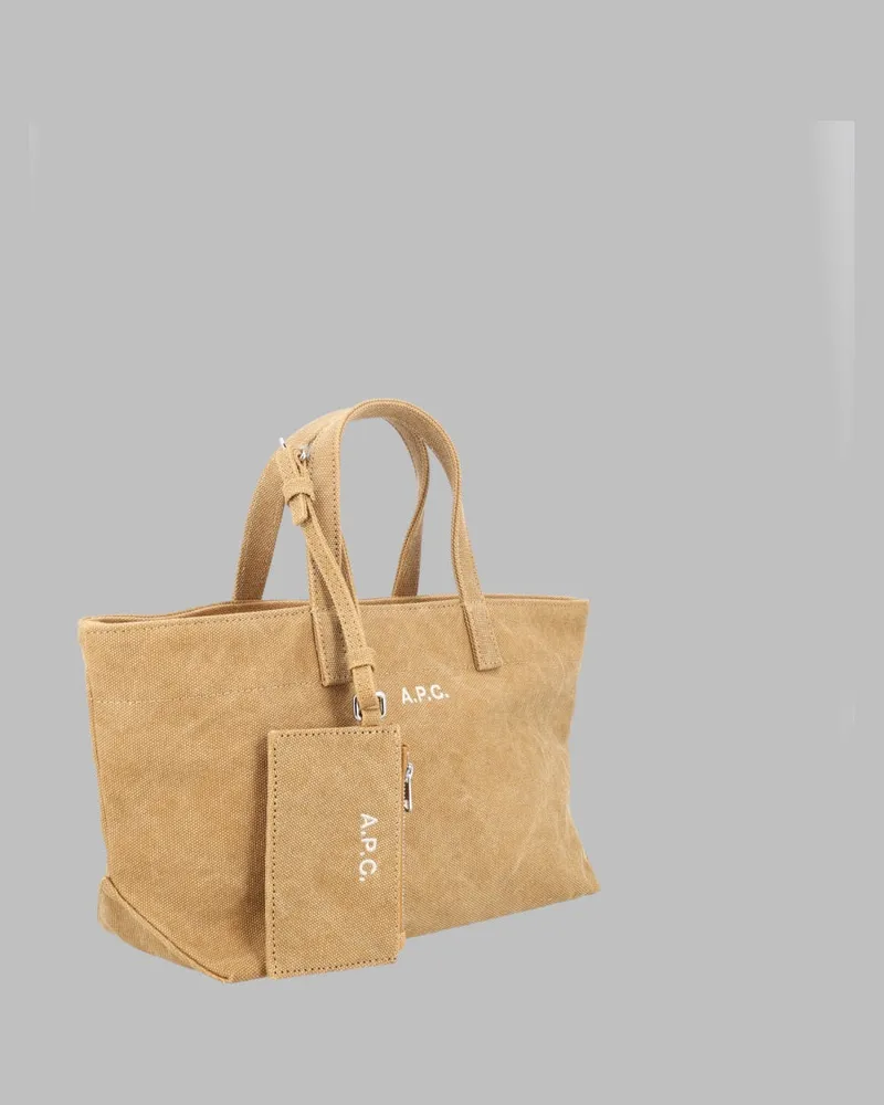 A.P.C. Women's Small Shoulder Bag Le Drummer Toile Brown Cotton Handbags Hand Brown