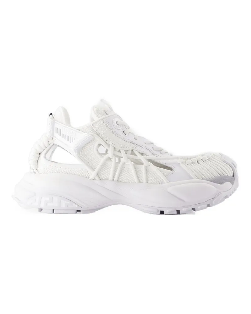 Versace Women's Low Top Sneakers -  Leather White Calfskin Shoes White