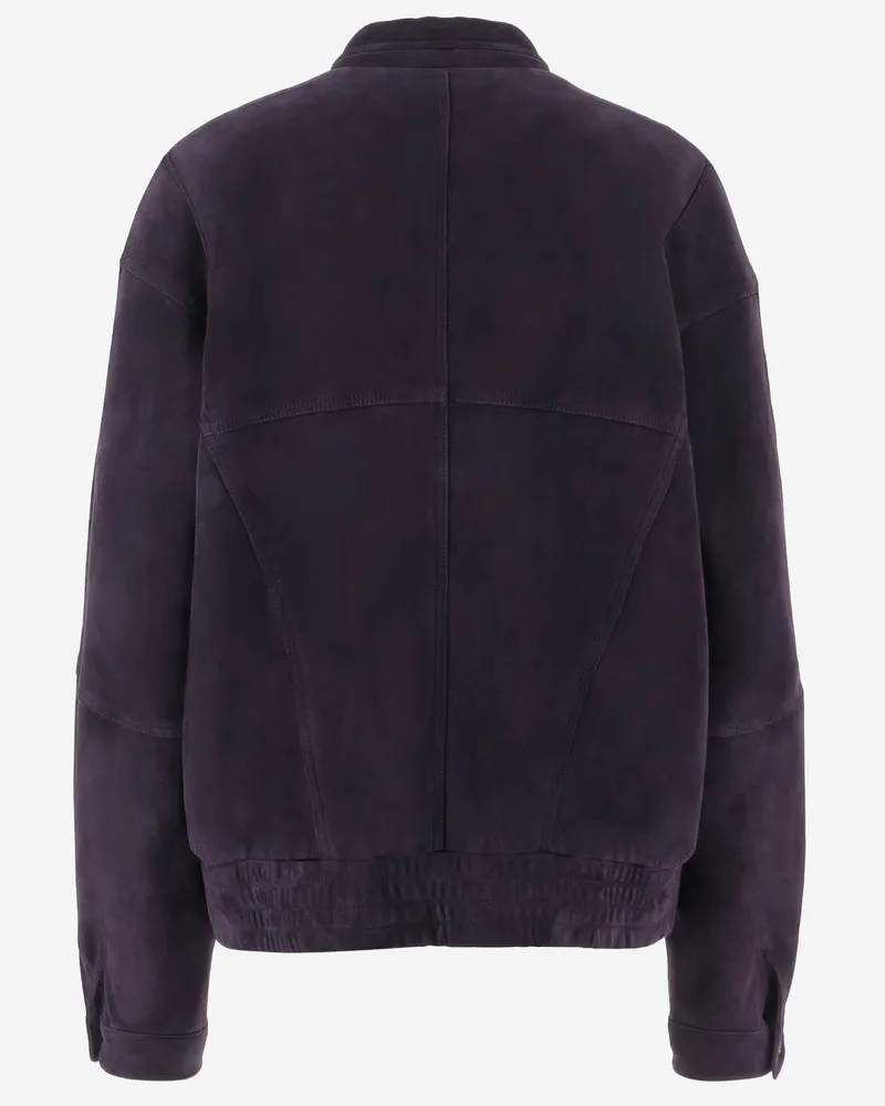 Giorgio Armani Men's Suede Jacket High Collar Purple Goat Leather Purple
