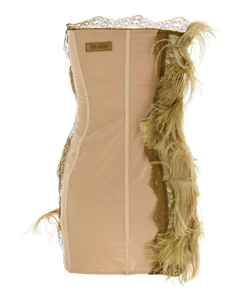 ATTICO Women's Olive Green Lace And Mesh Min Dress Yellow Abiti Yellow