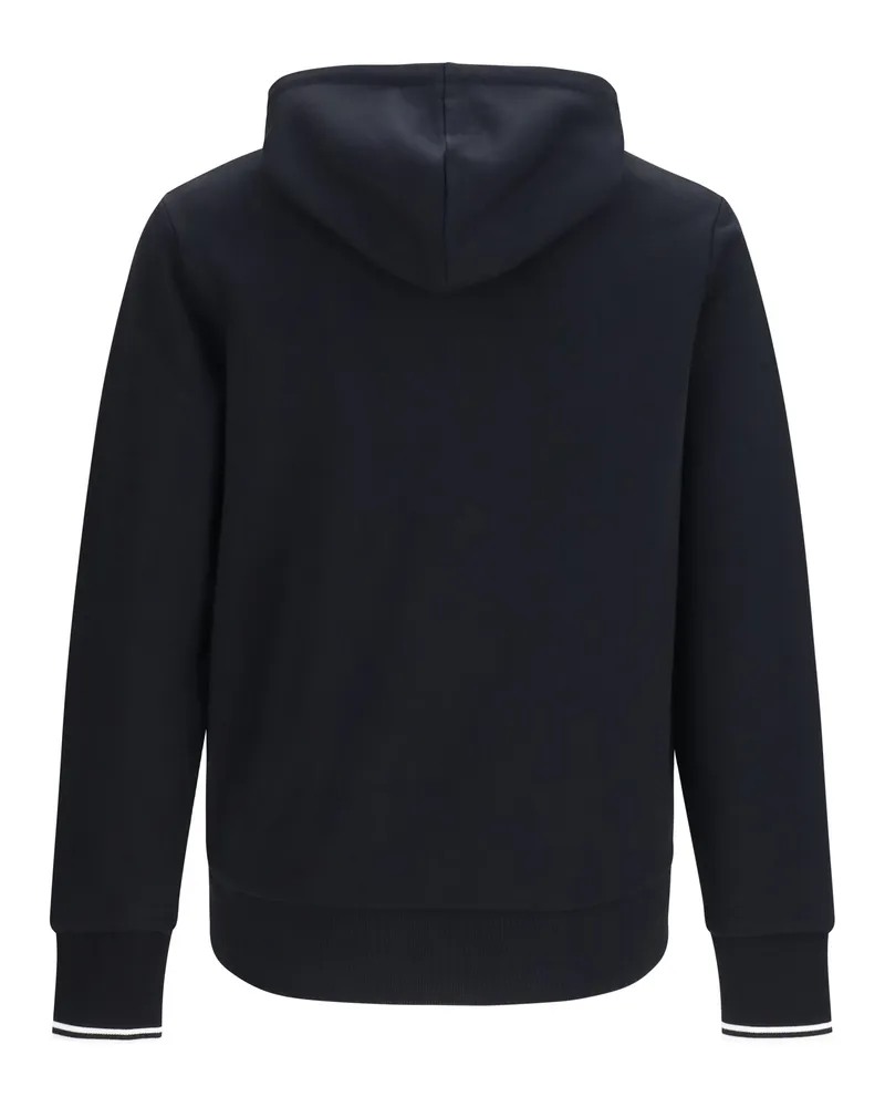Fred Perry Men Hoodie With Striped Cuffs Black Cotton Sweatshirts Sweater Black