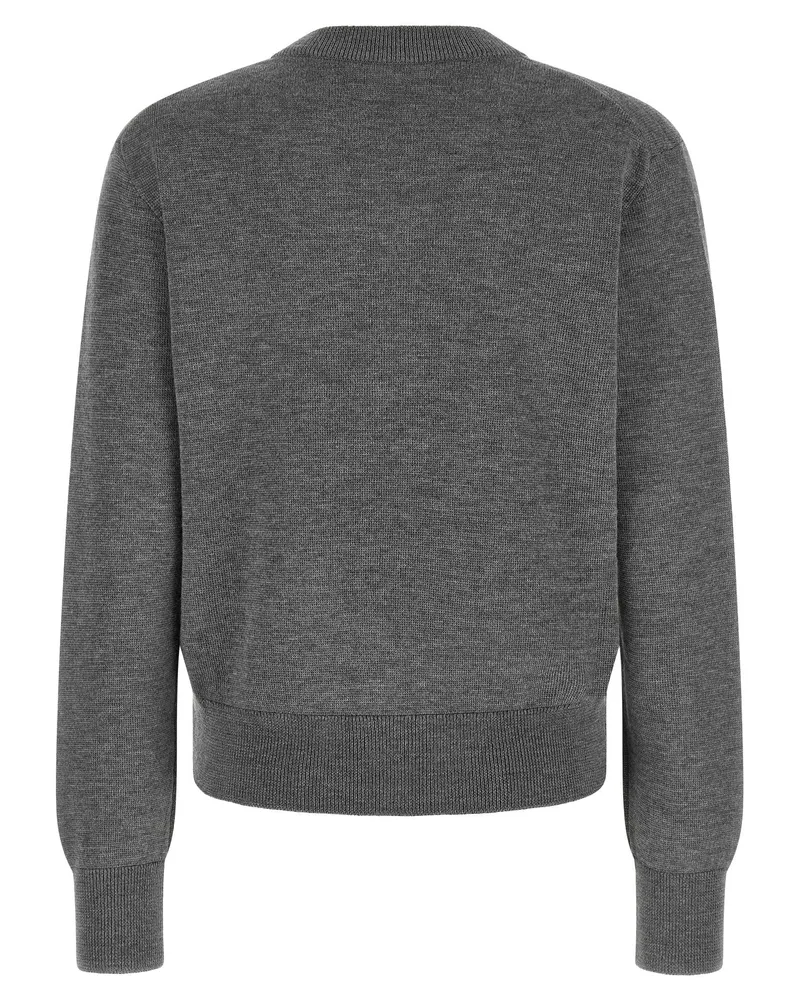 AMI Paris Women's Gray Wool Cardigan Clothing Gray