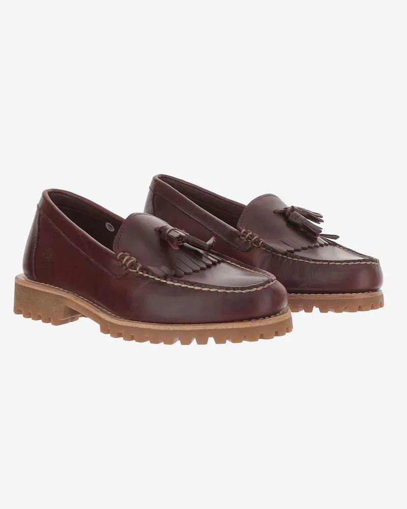 Timberland Men's Leather Loafers, Burgundy And Rubber Burgundy