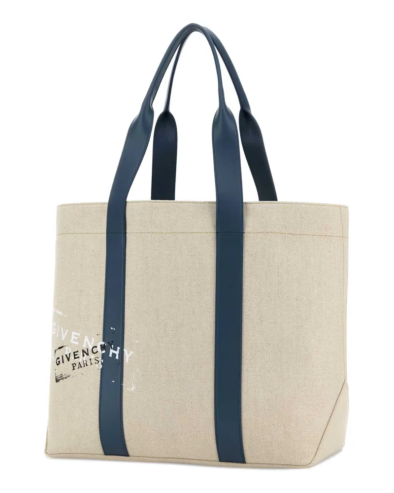 Givenchy Men's Sand Canvas Shopping Bag Beigeblack Exterior: Cotton Linen Borse A Mano Beige