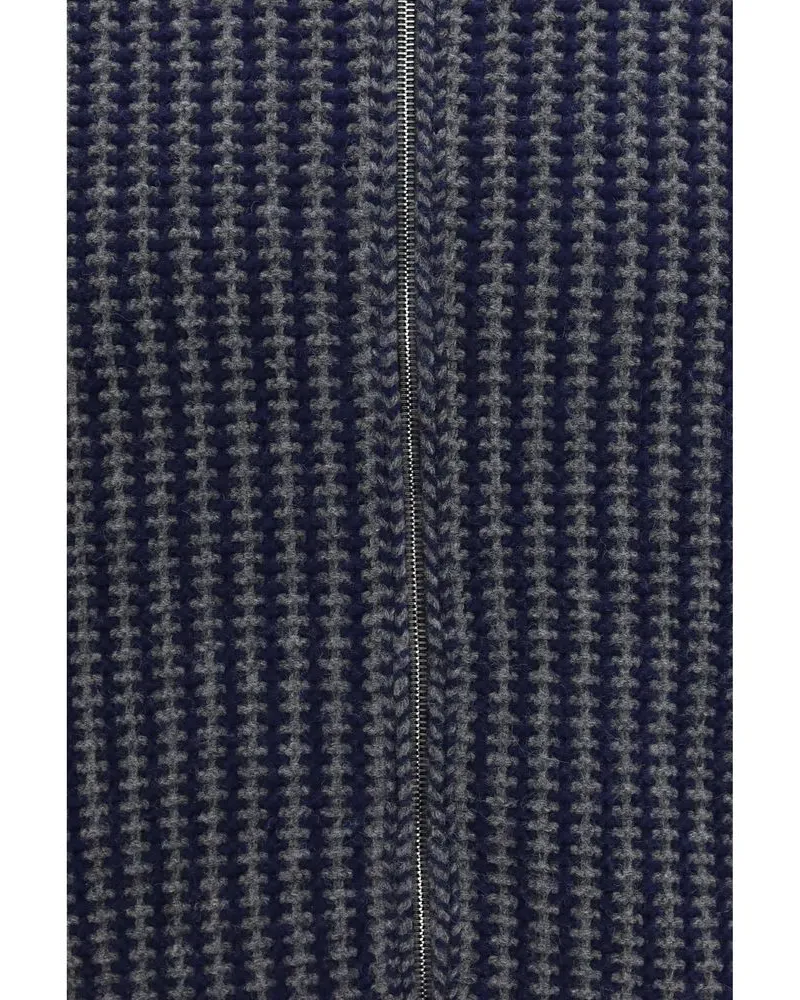 Versace Merino Wool Intarsia Knit Cardigan — Navy Navy