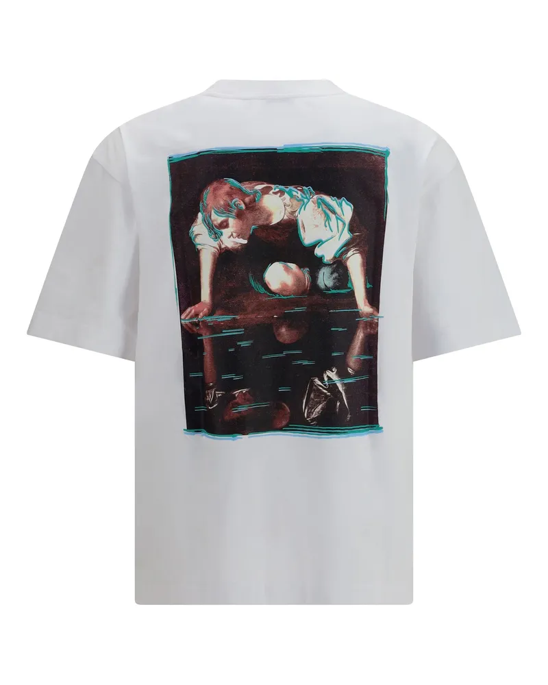OFF-WHITE Men's Skate Narciso T-Shirt White Cotton T-Shirts And Polos White