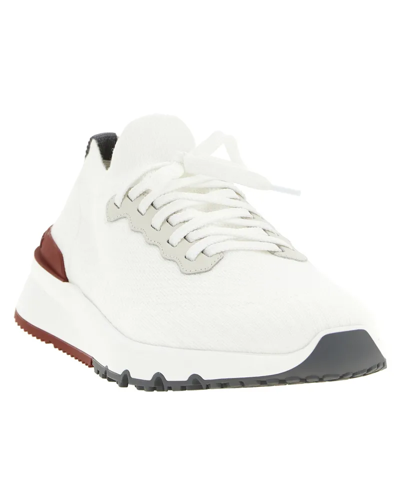 Brunello Cucinelli Running Sock Lace-Up Sneaker — White White