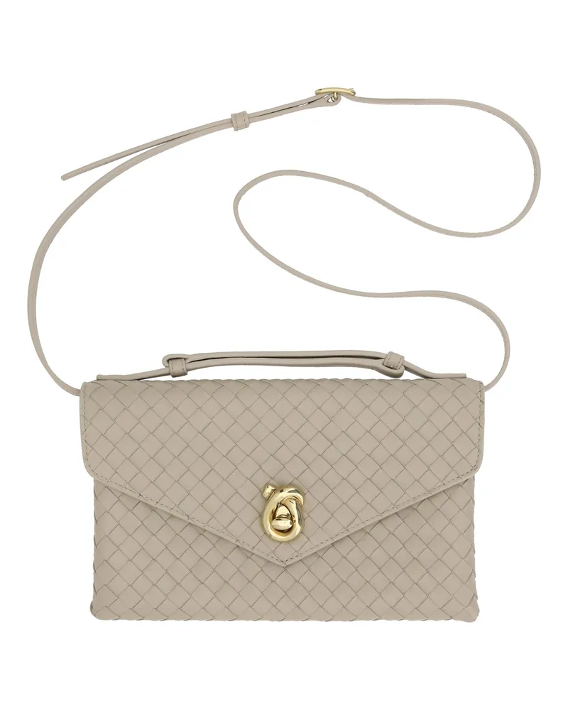 Bottega Veneta Women's Shoulder Bag Knot Lock Ecru-Muse Brass Lambskin Leather Beige