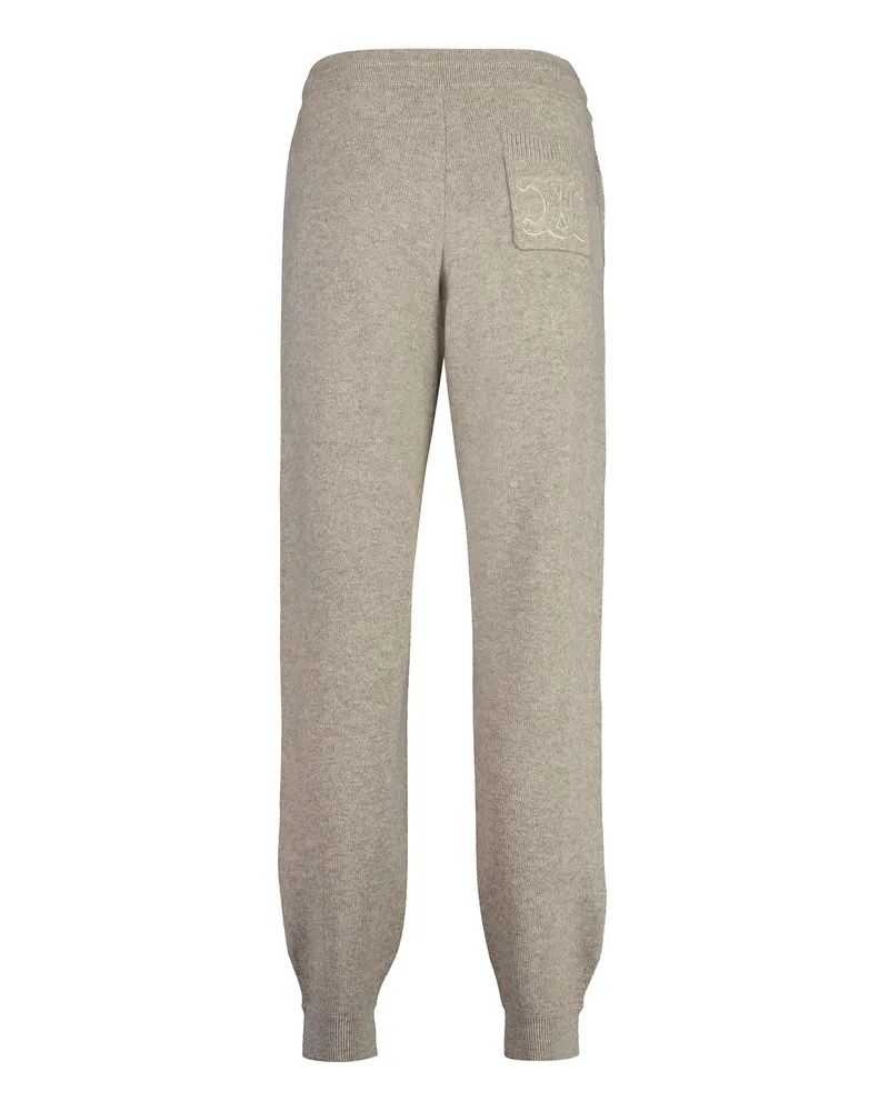 Celine Women's Triomphe Wool-Cashmere Jogging Trousers Beige Track Pants Beige